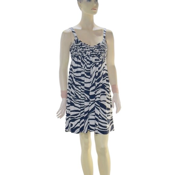 ND NEW DIRECTION Women's Dress B&W Zebra Print Empire Waist Tufted Flowy Size 4 - Picture 6 of 11